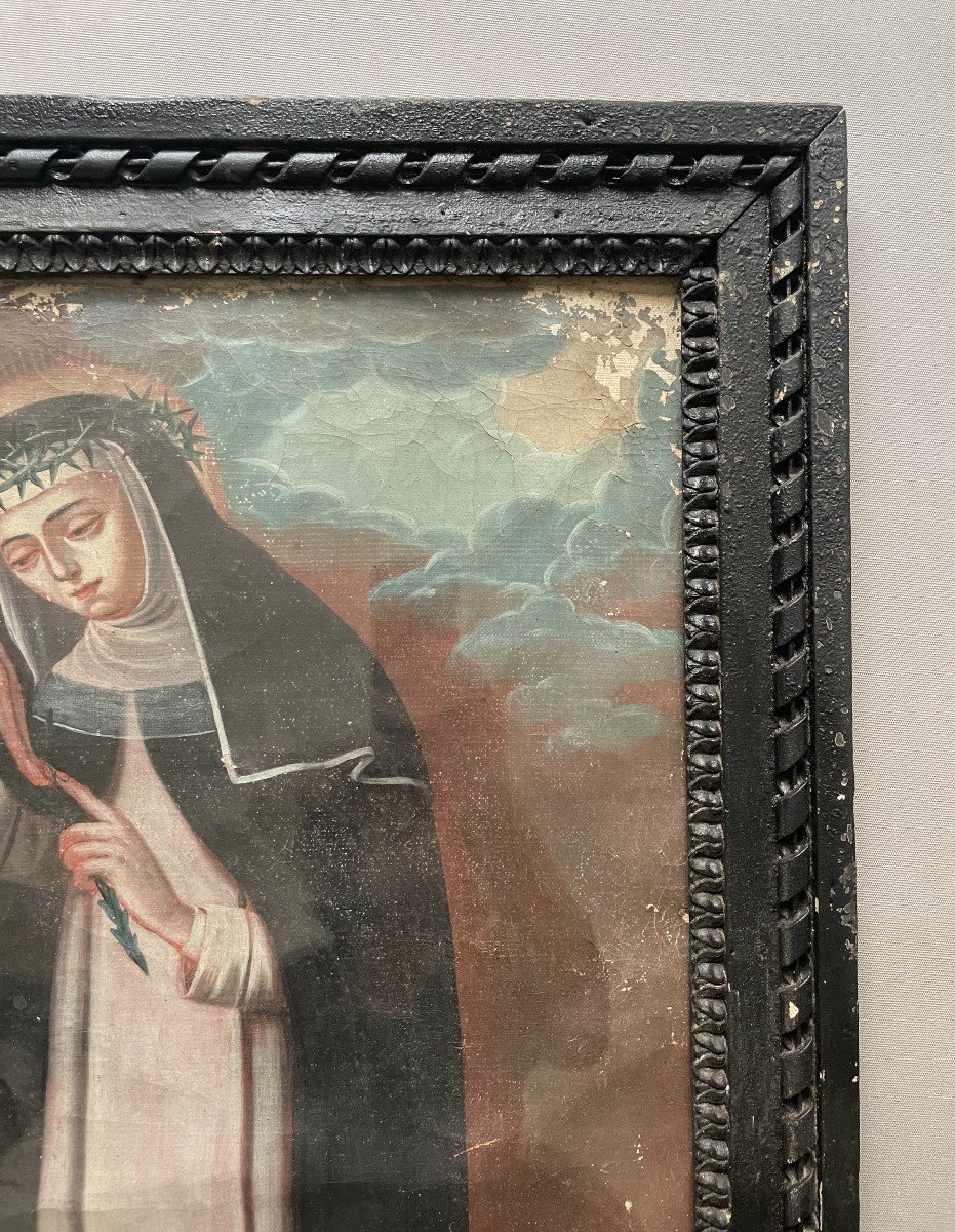 Sainte Catherine De Sienne, Huile Sur Toile, XVIIIe Ou Avant-photo-4