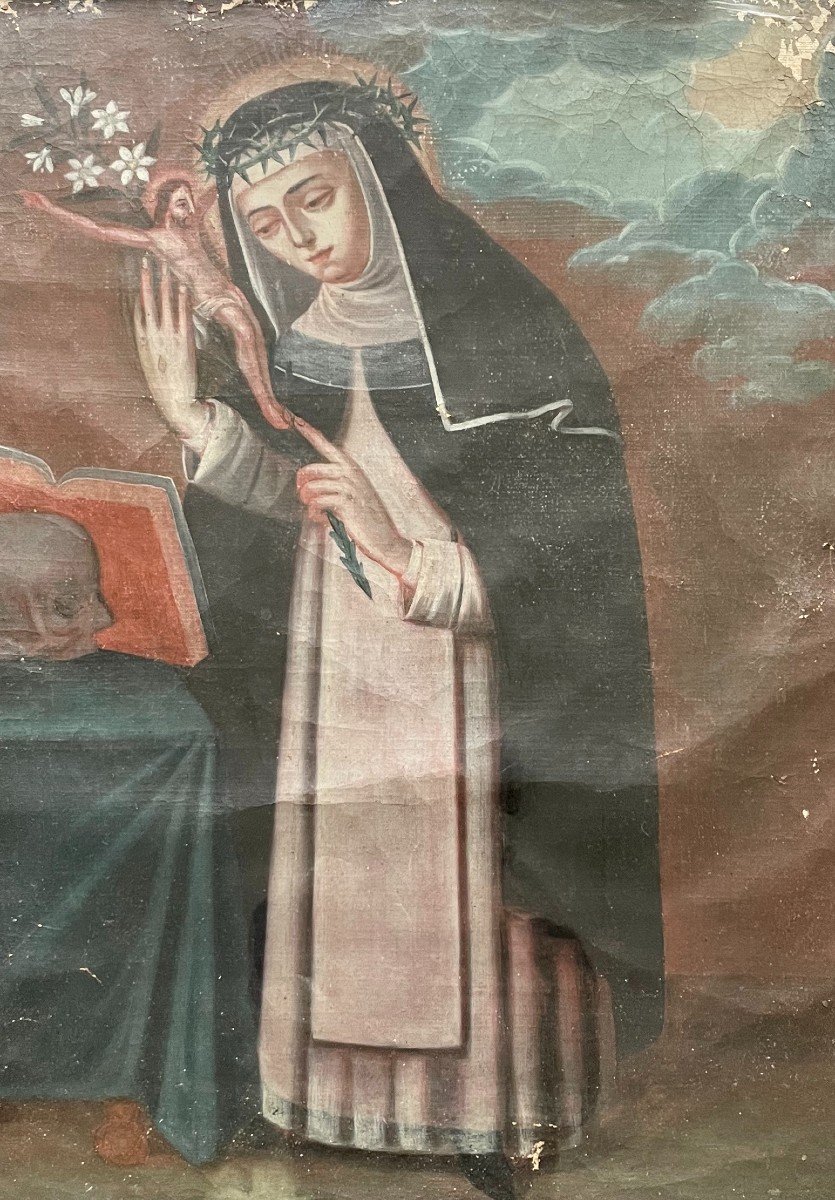 Sainte Catherine De Sienne, Huile Sur Toile, XVIIIe Ou Avant
