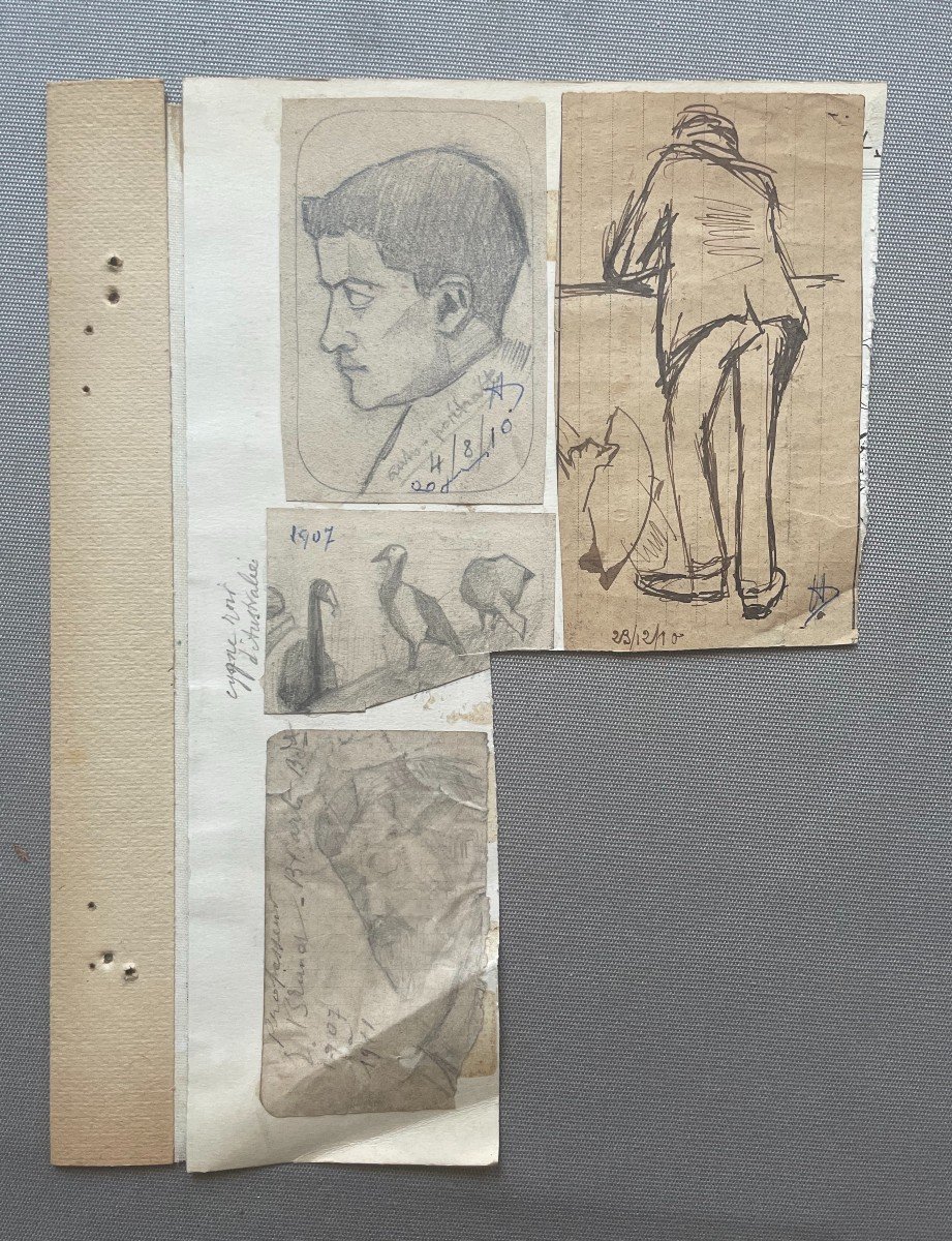 Portraits, Nudes, Studies, 56 Drawings And Sketches Early 20th Century, Various Signatures-photo-4