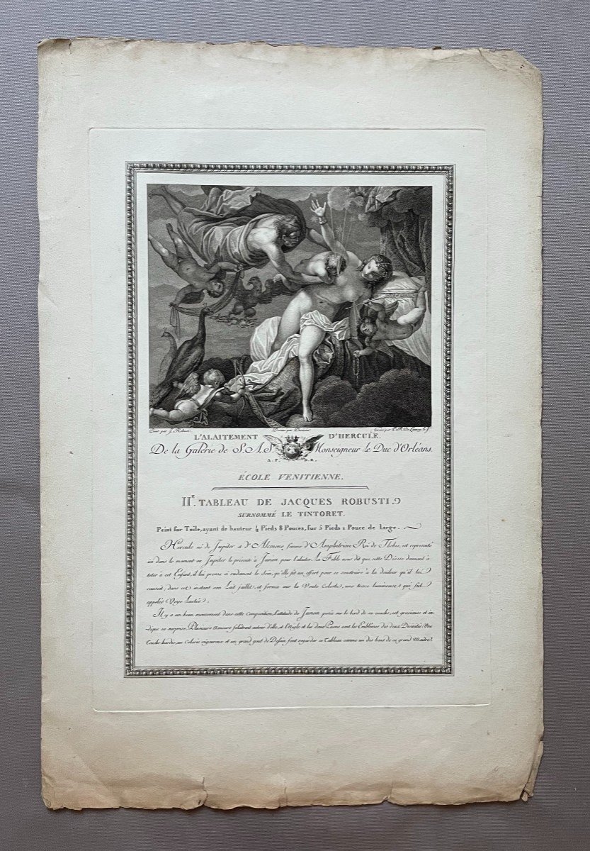 l'Allaitement d'Hercule, Gravure XVIIIe d'Après Le Tintoret-photo-2