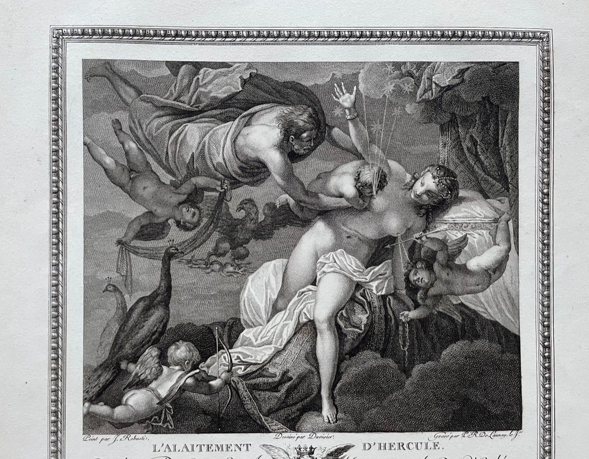 Breastfeeding Of Hercules, 18th Century Engraving After Tintoretto-photo-3