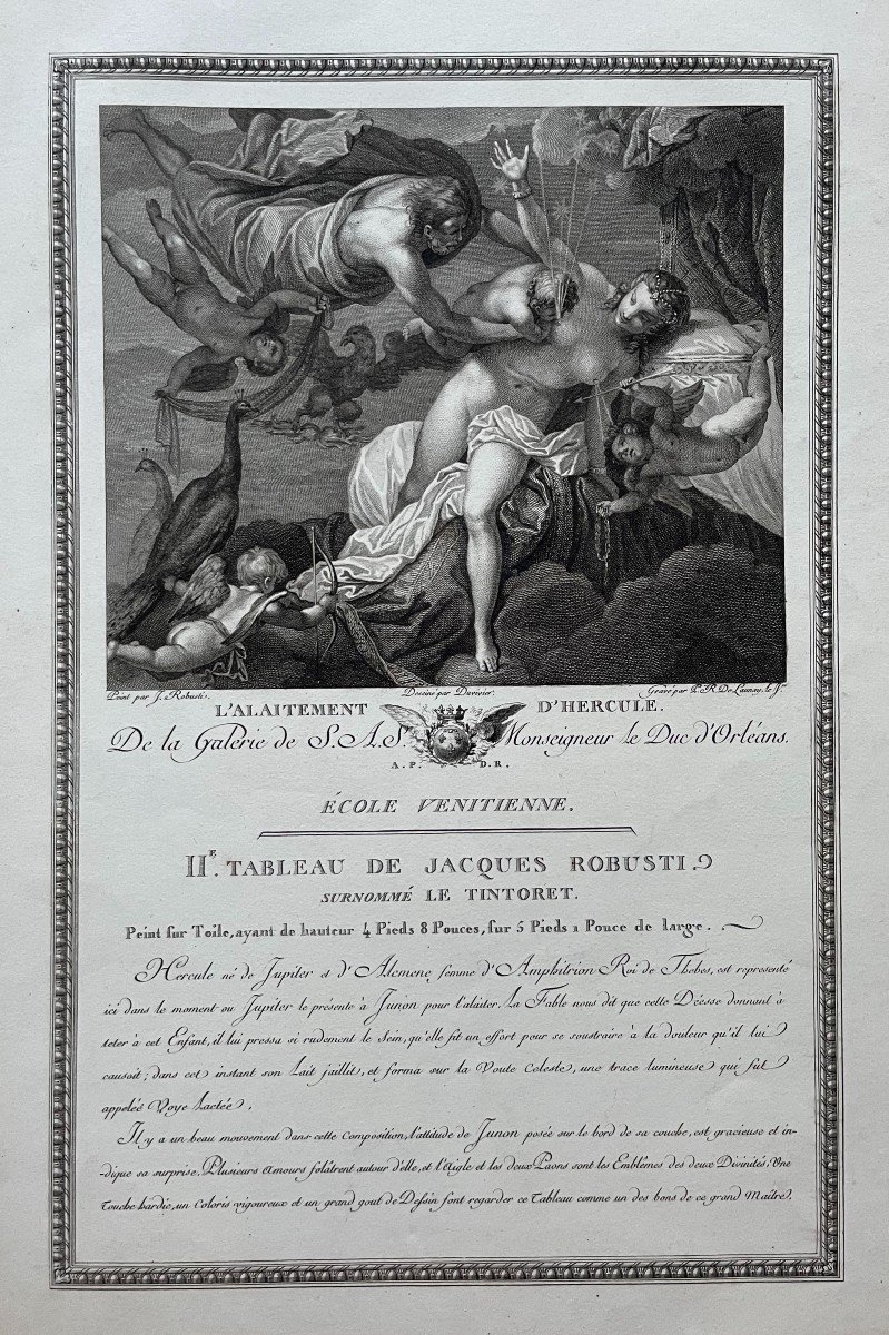 l'Allaitement d'Hercule, Gravure XVIIIe d'Après Le Tintoret