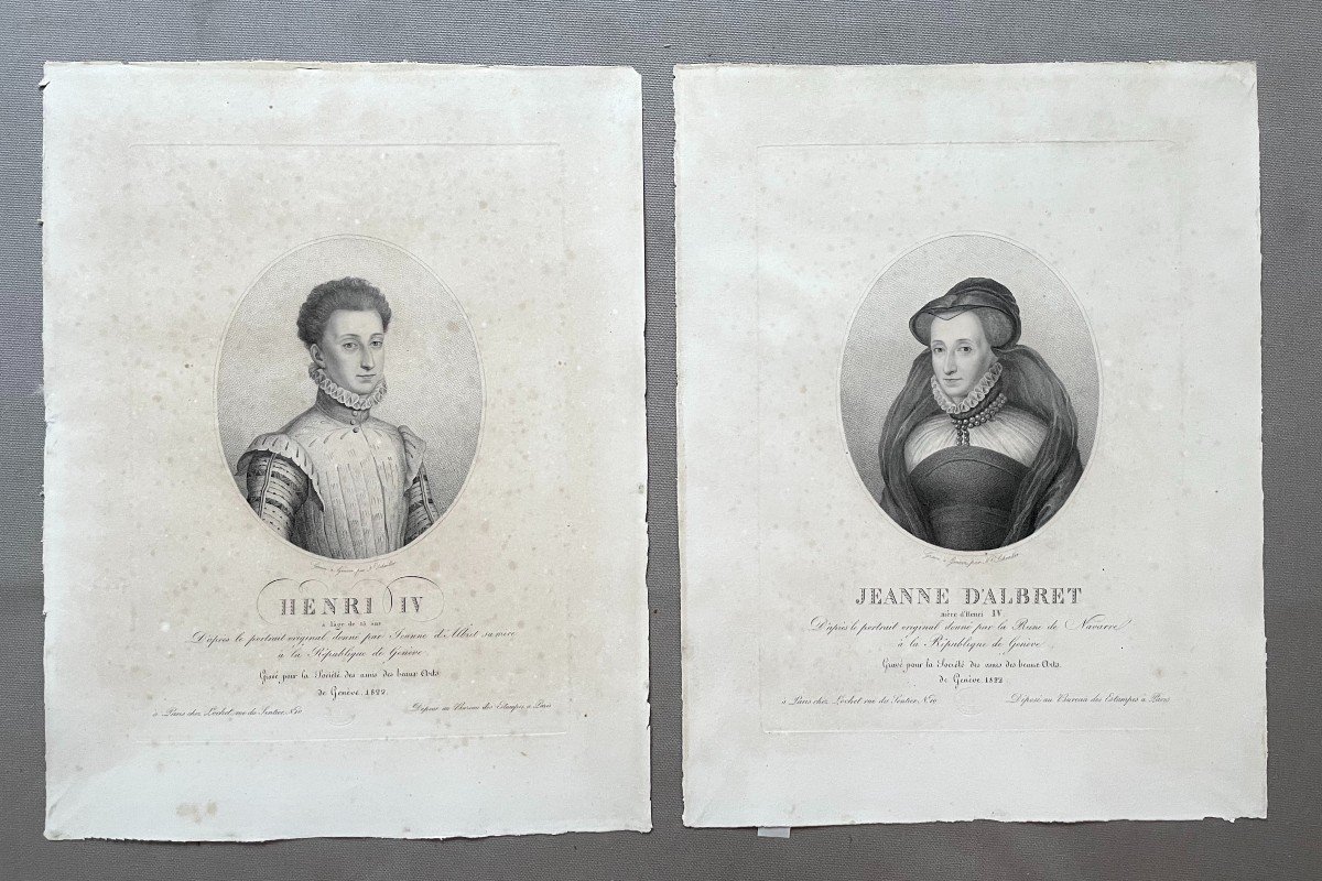 Henri IV Et Jeanne d'Albret, Paire De Gravures Par Schenker