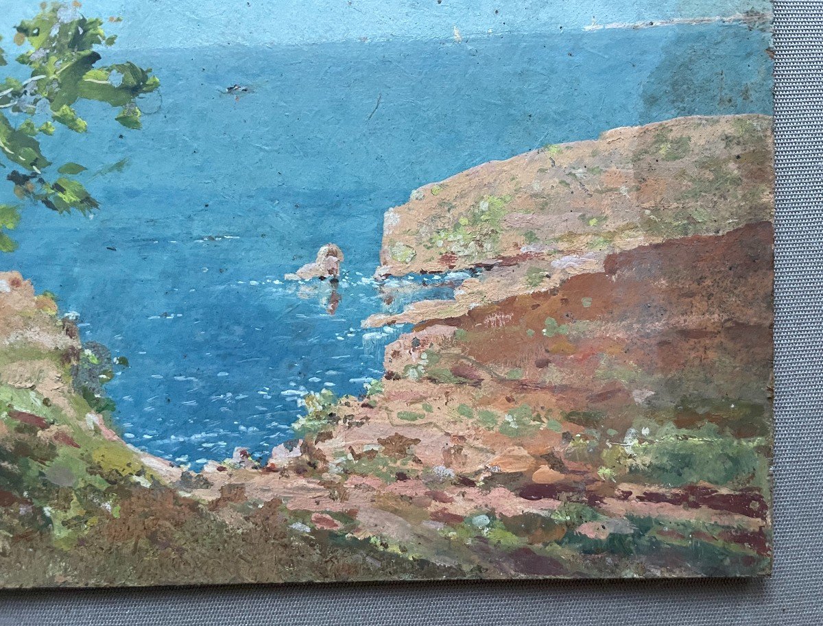  Rocky Coast, Oil On Panel-photo-1