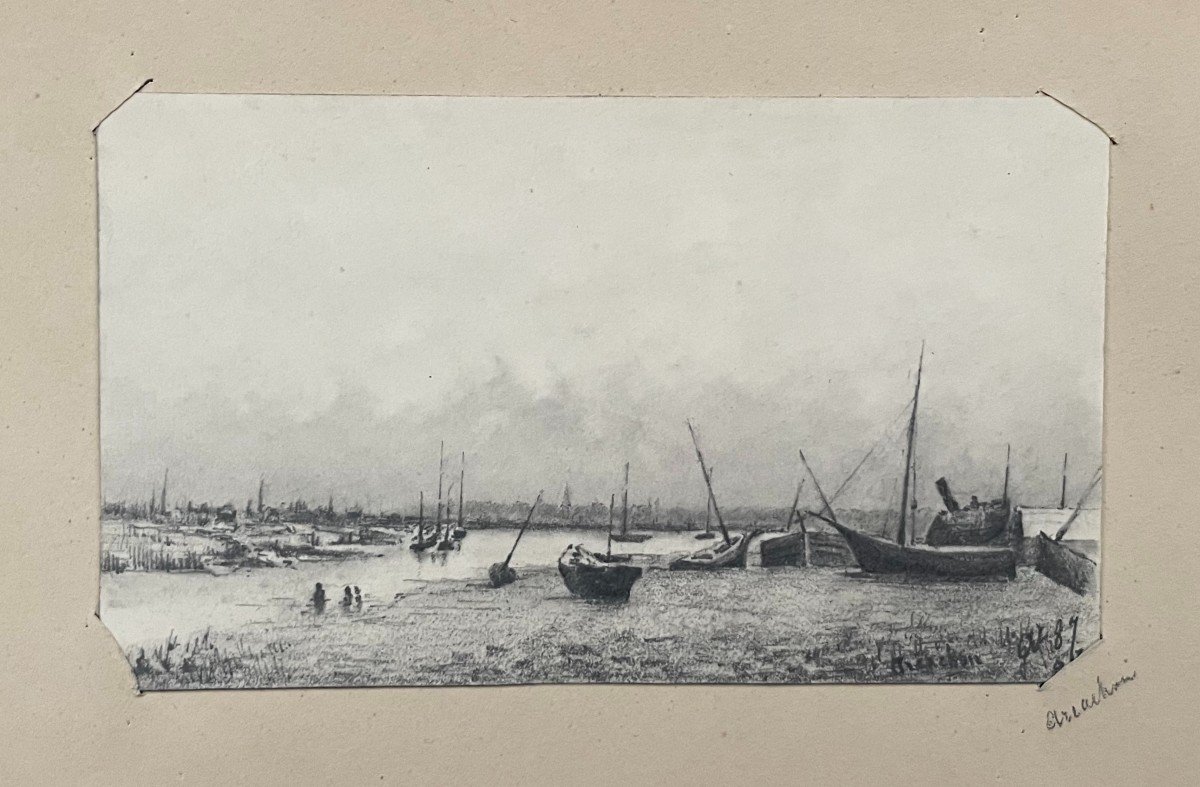 Arcachon, Tuna Fishermen, 3 Drawings, Late 19th Century-photo-3