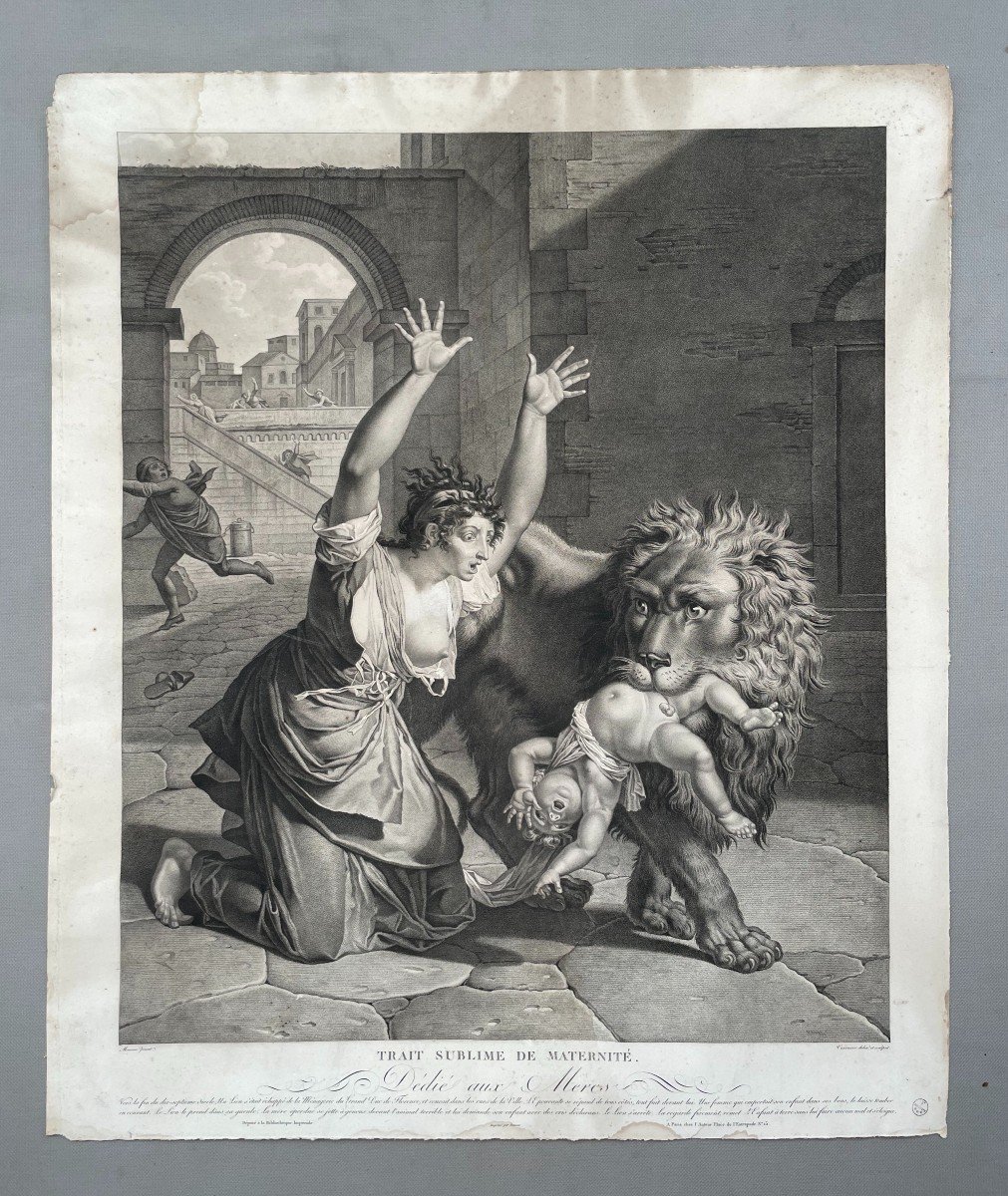 Trait Sublime De Maternité, Gravure Par Cazenave d'Après Monsiau