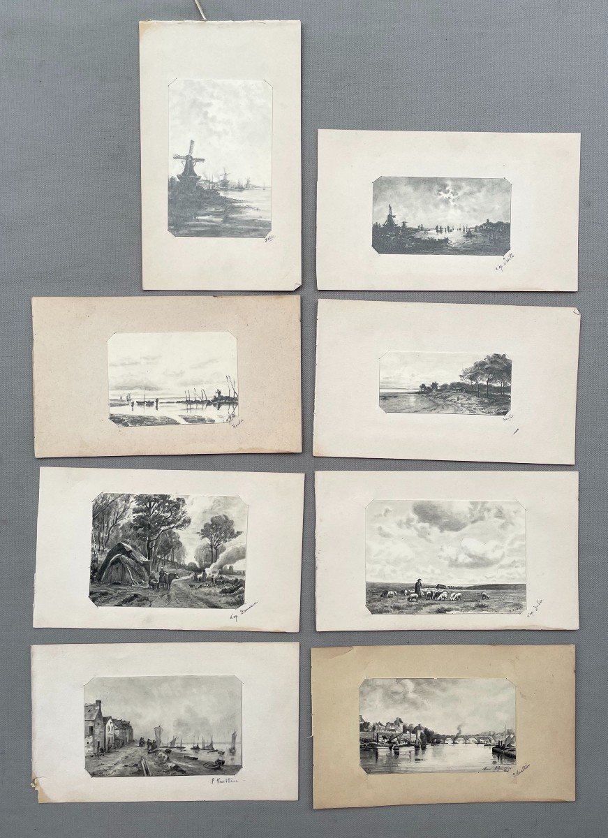 8 Small Drawings After 19th Century Painters