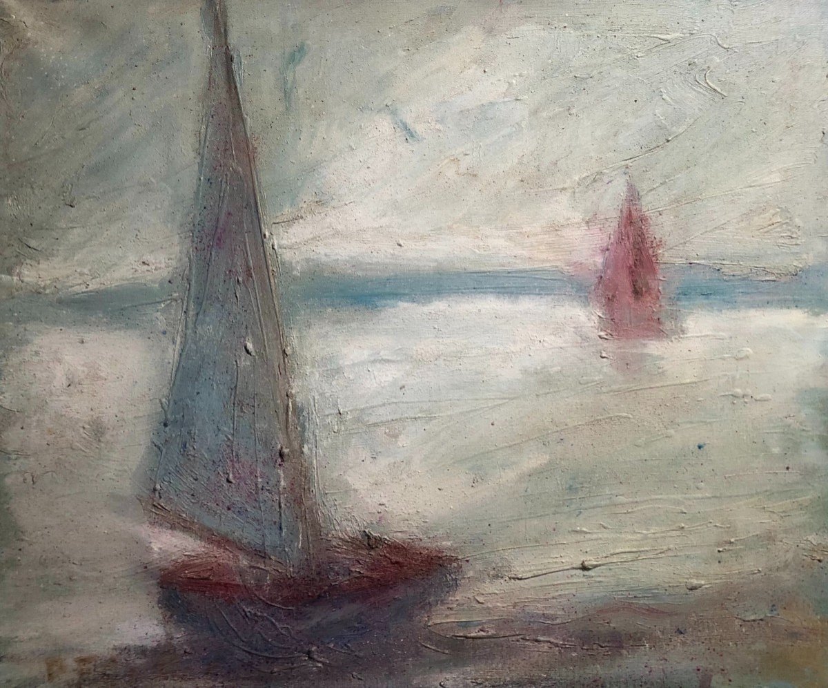 Sailboats, Le Pouliguen, Brittany, Oil On Canvas