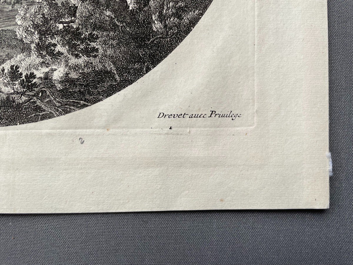 Animated Landscape, Engraving By Drevet After Perelle-photo-4