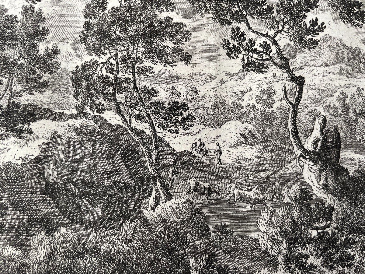 Animated Landscape, Engraving By Drevet After Perelle-photo-1