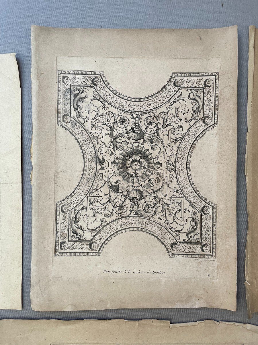 Ceiling And Wall Decoration Projects, 4 18th Century Engraving After Berain-photo-1