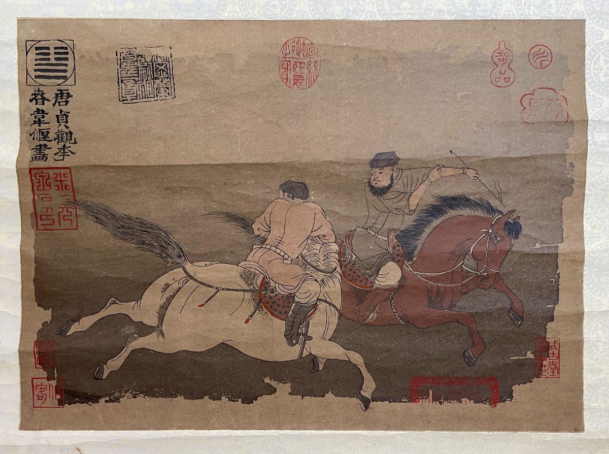 Riders, Chinese Scroll Mounted Print-photo-2