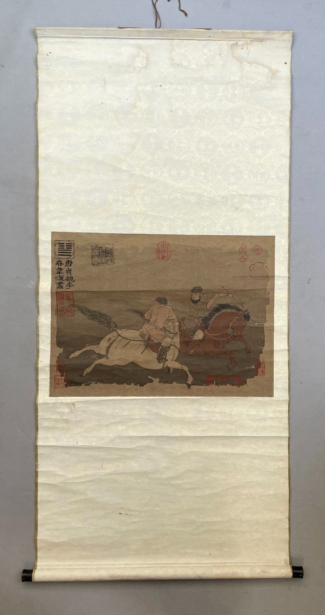 Riders, Chinese Scroll Mounted Print