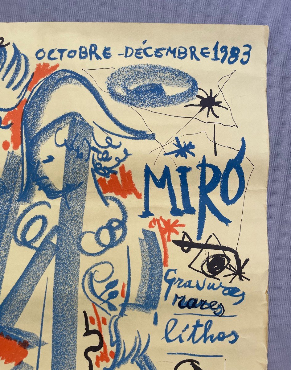 Lithograph By Miro, Exhibition Poster, Galerie De La Colonne 1983-photo-3