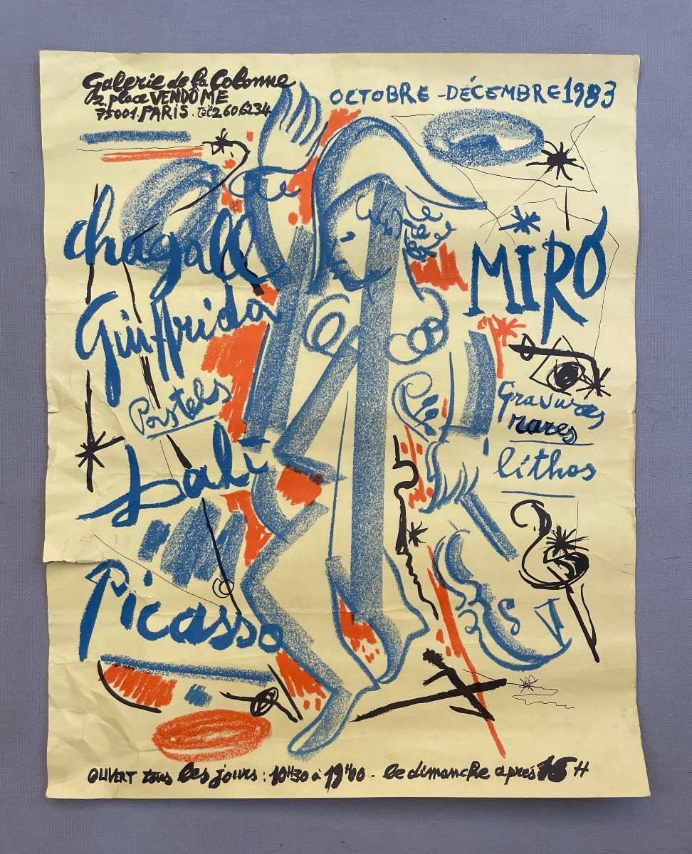 Lithograph By Miro, Exhibition Poster, Galerie De La Colonne 1983