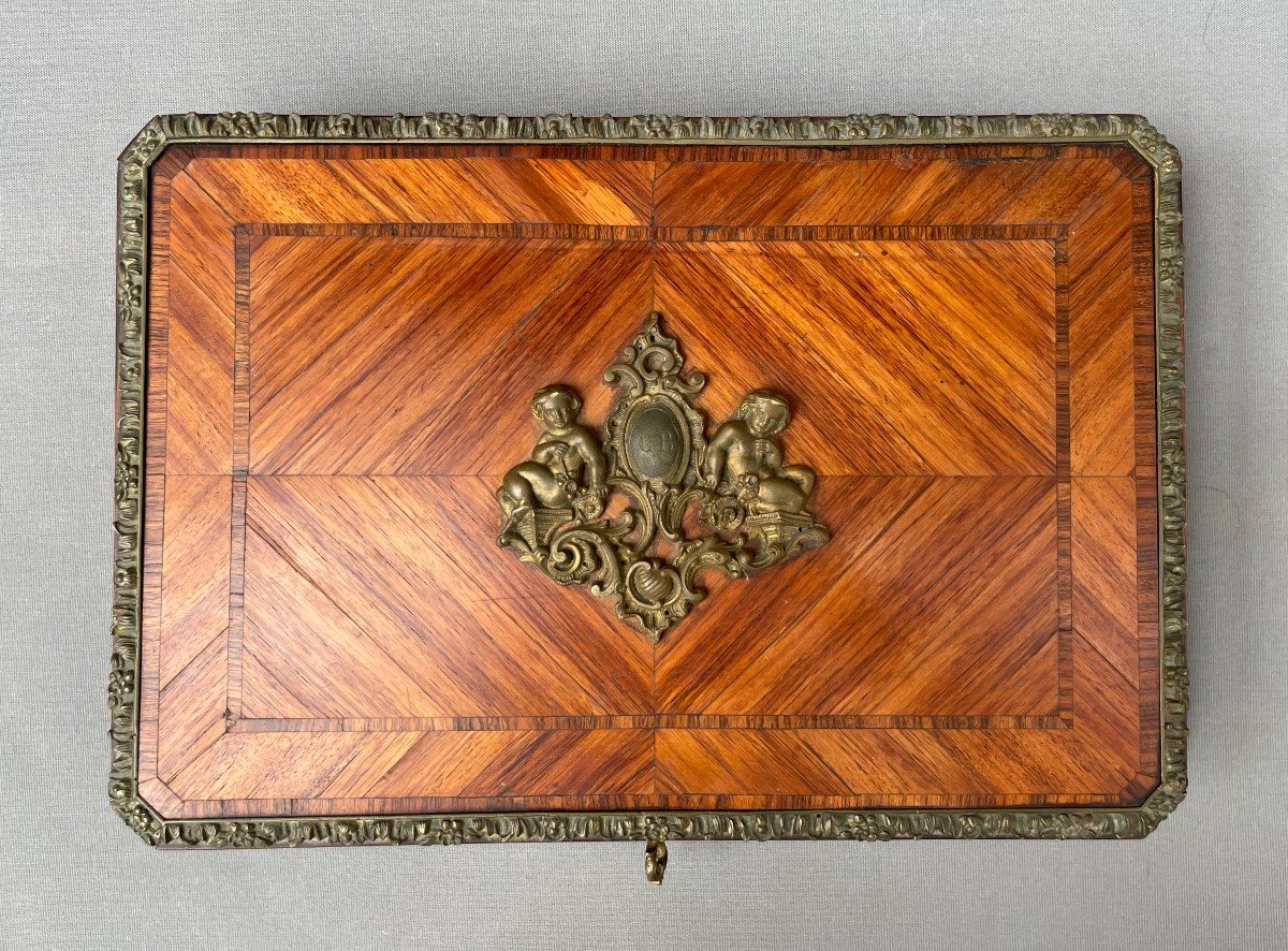 Inlaid Wooden Box Decorated With Gilded Bronzes-photo-2