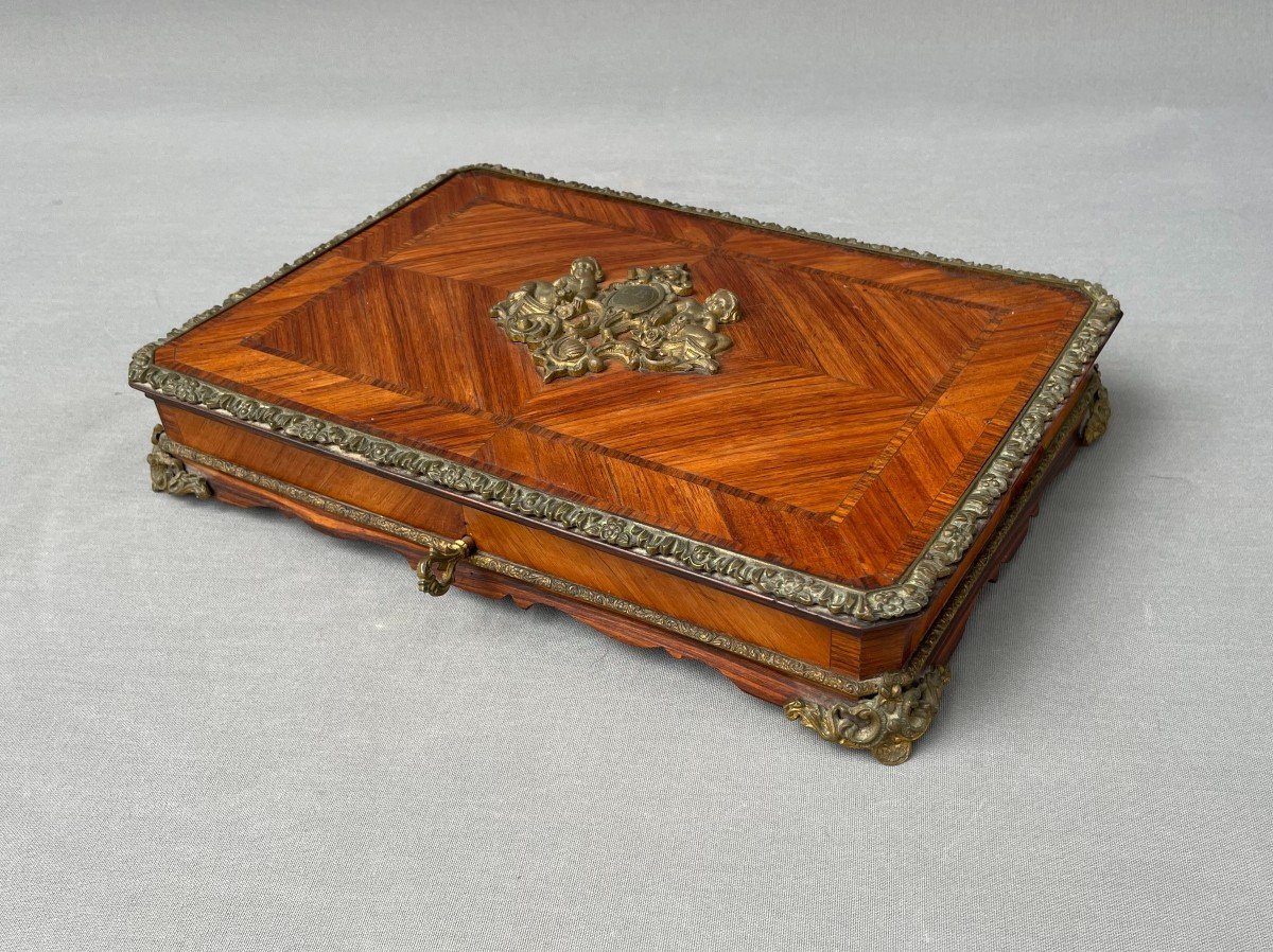 Inlaid Wooden Box Decorated With Gilded Bronzes-photo-3