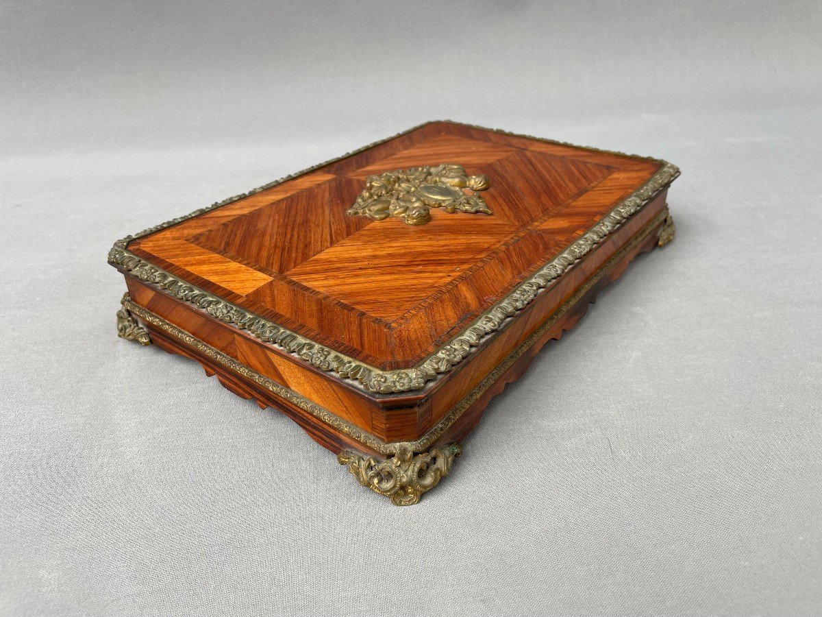 Inlaid Wooden Box Decorated With Gilded Bronzes-photo-2