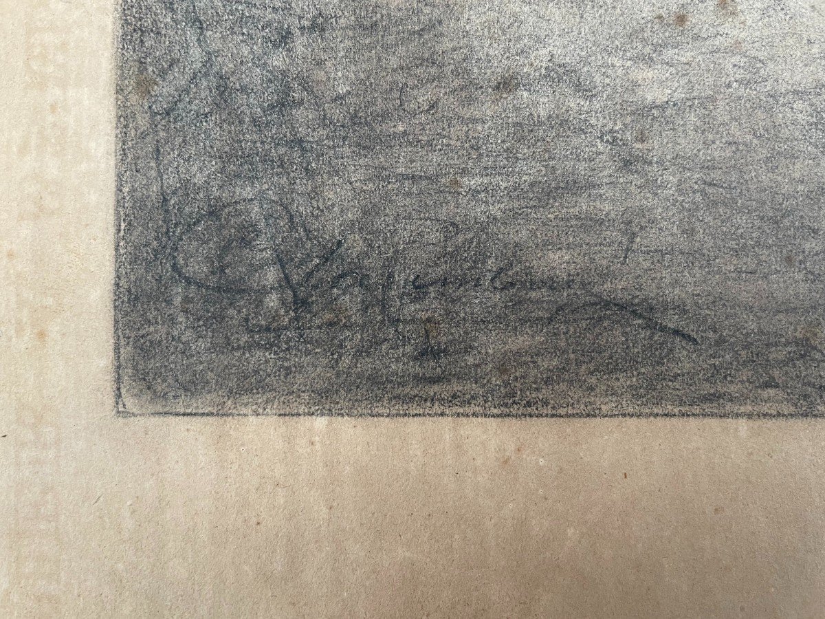 The Cavalcade, Charcoal Drawing, Signature To Identify-photo-3