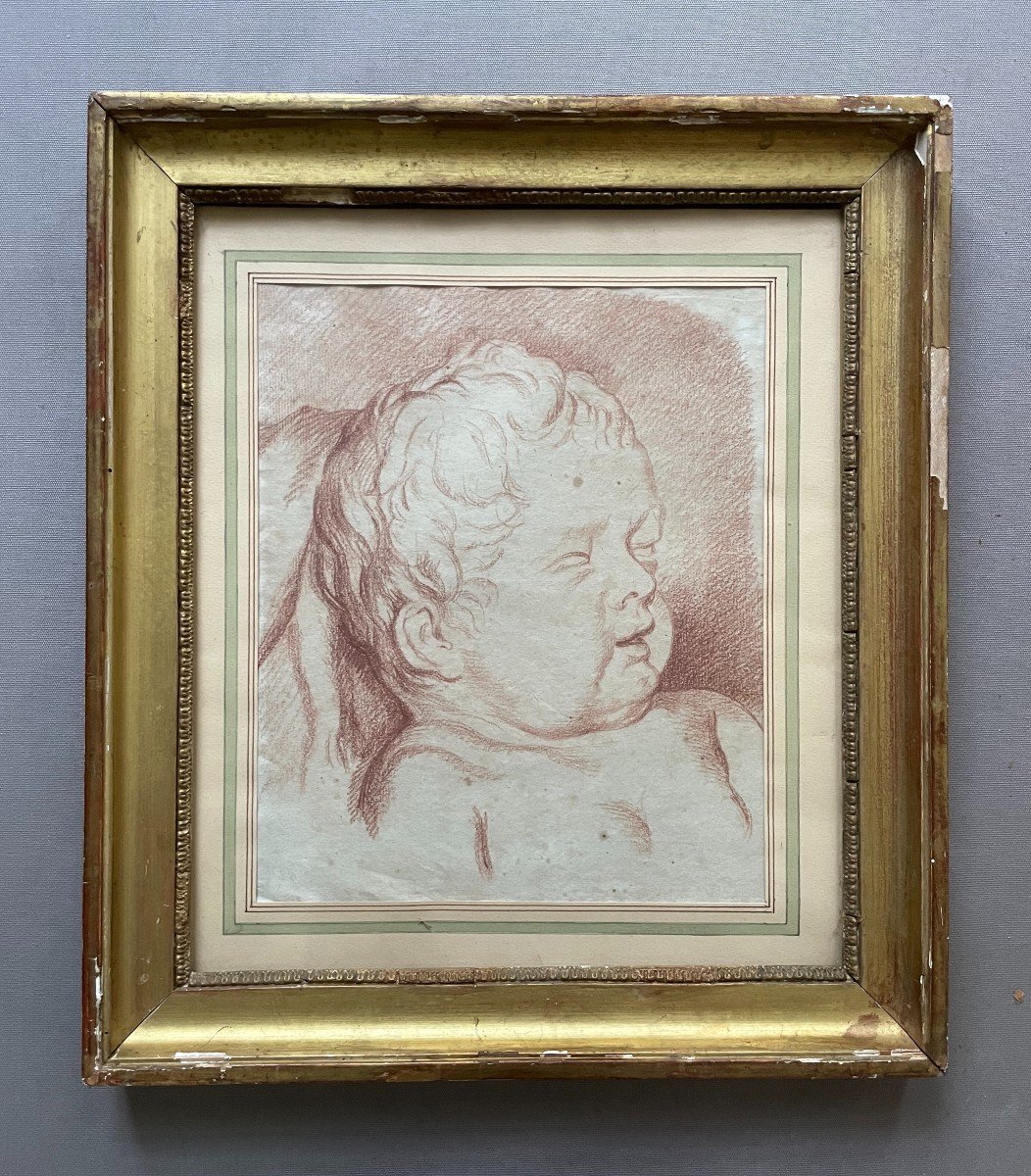 Portrait Of A Child, Red Chalk Drawing And Its Counter-proof-photo-2