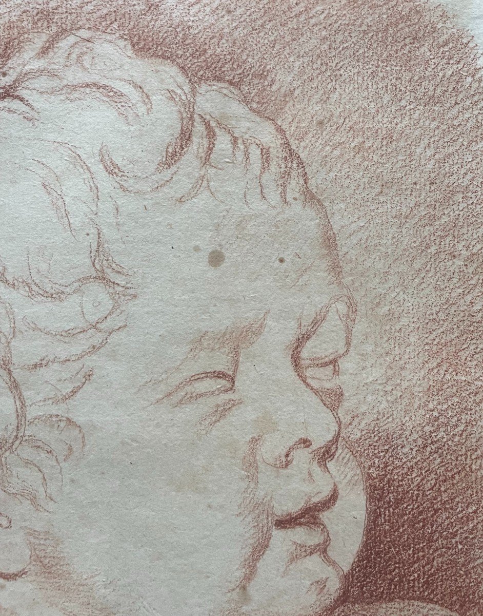 Portrait d'Enfant, Dessin à La Sanguine Et Sa Contre-Epreuve-photo-4