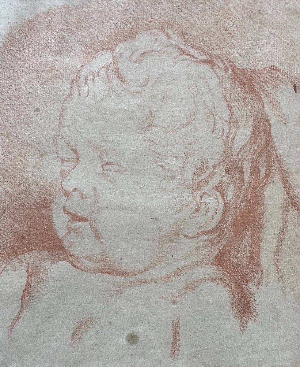 Portrait d'Enfant, Dessin à La Sanguine Et Sa Contre-Epreuve-photo-4