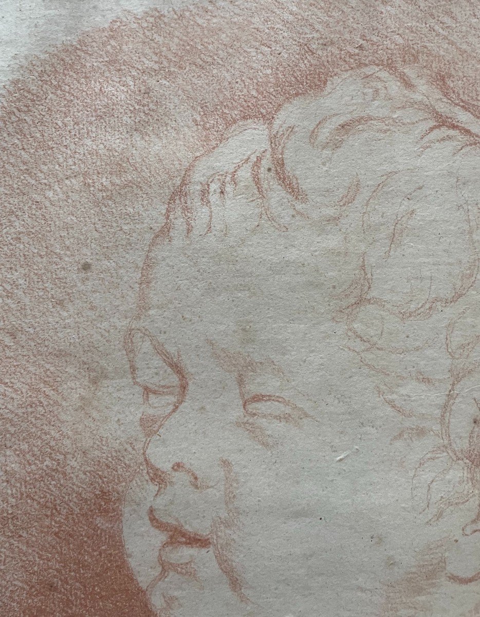 Portrait Of A Child, Red Chalk Drawing And Its Counter-proof-photo-5