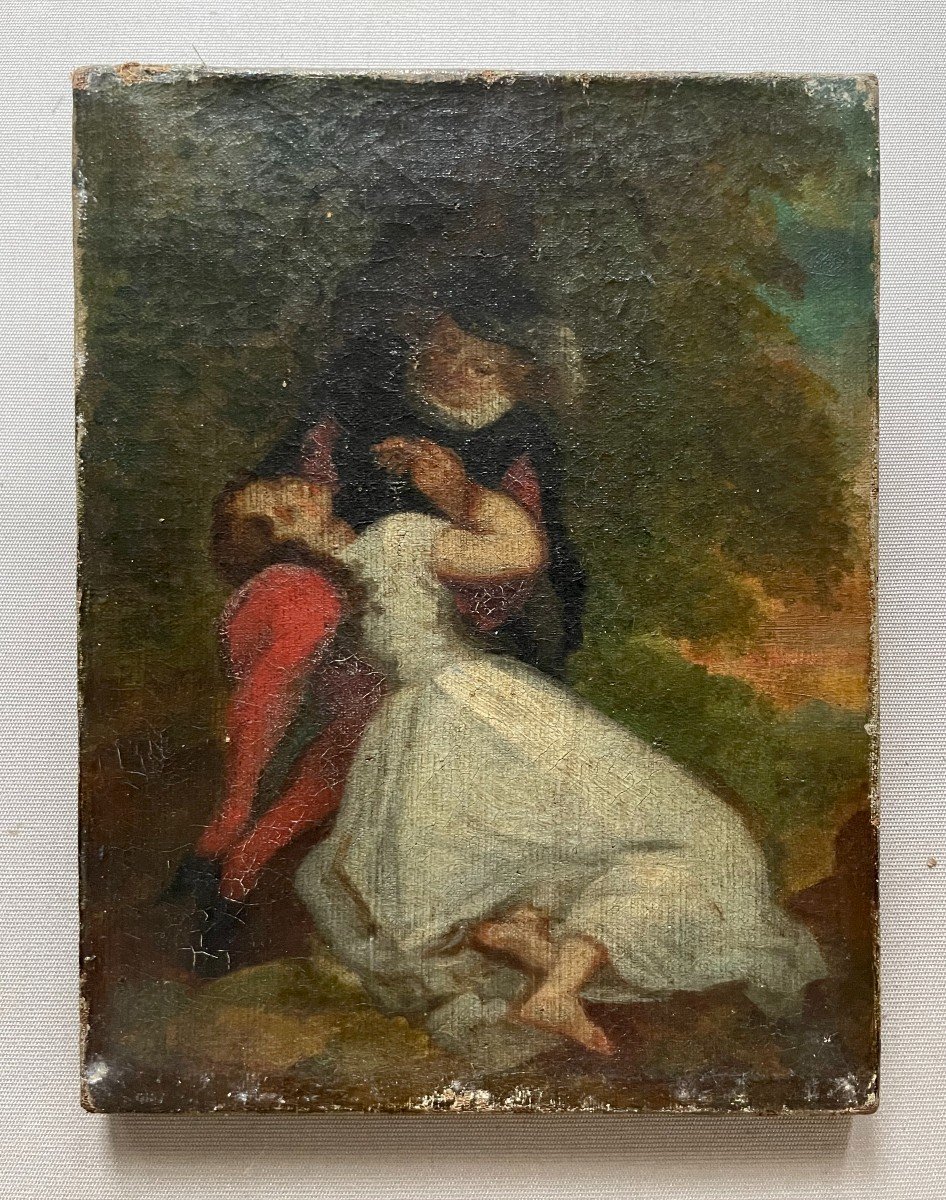 Couple, Oil On Canvas 19th Century-photo-2