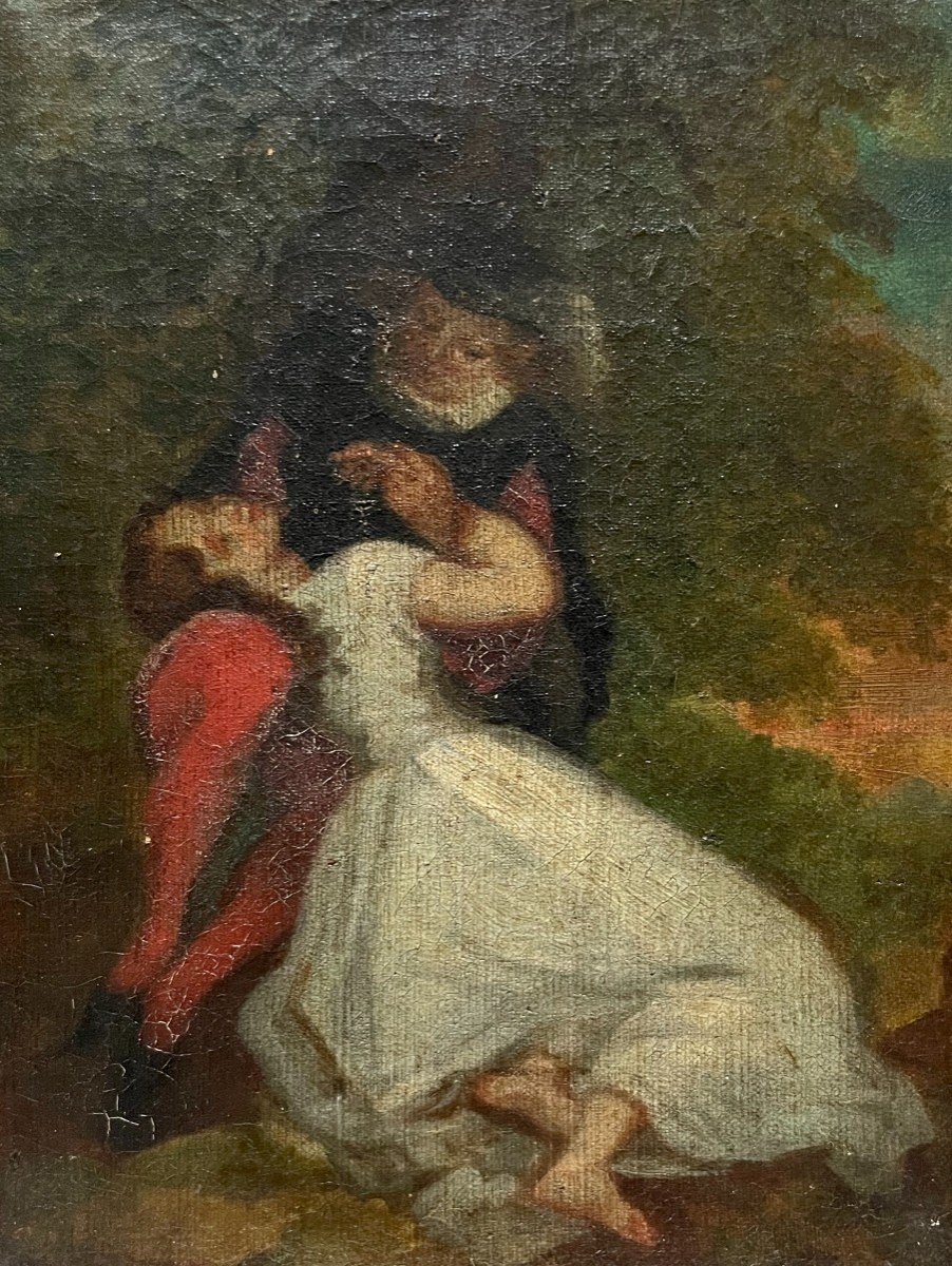 Couple, Oil On Canvas 19th Century