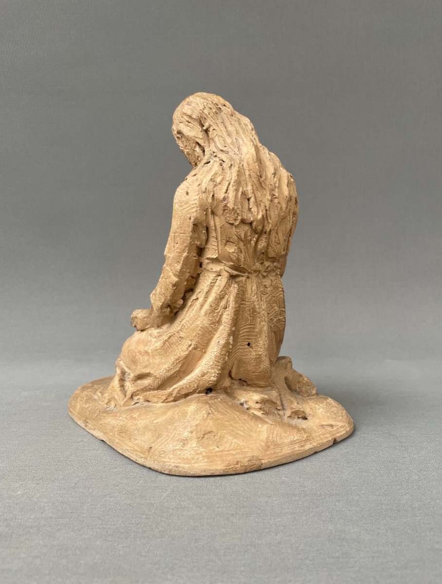 Woman In Prayer, 19th Century Terracotta Sculpture-photo-3