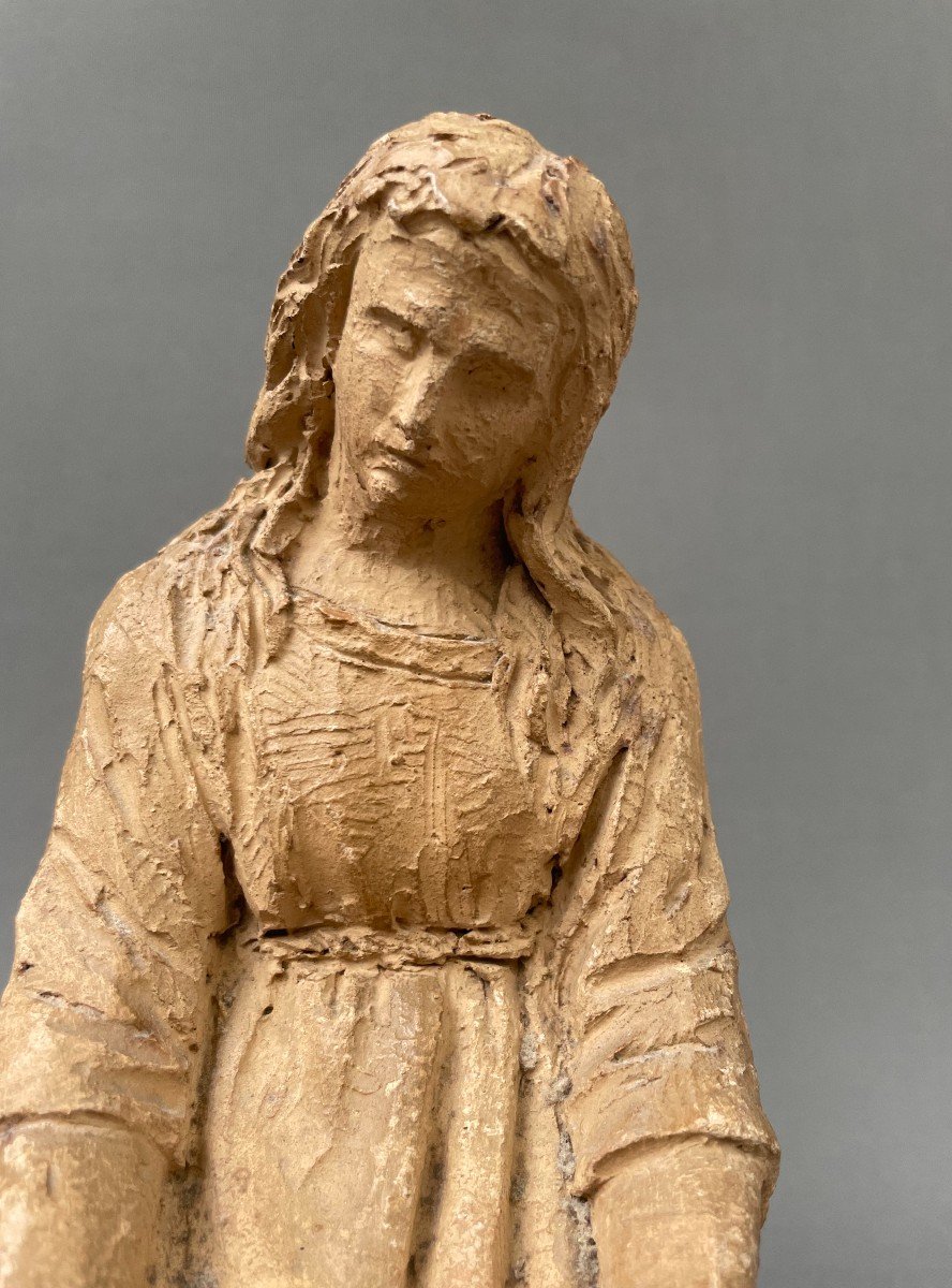 Woman In Prayer, 19th Century Terracotta Sculpture-photo-4