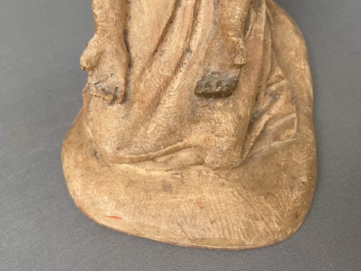 Woman In Prayer, 19th Century Terracotta Sculpture-photo-6