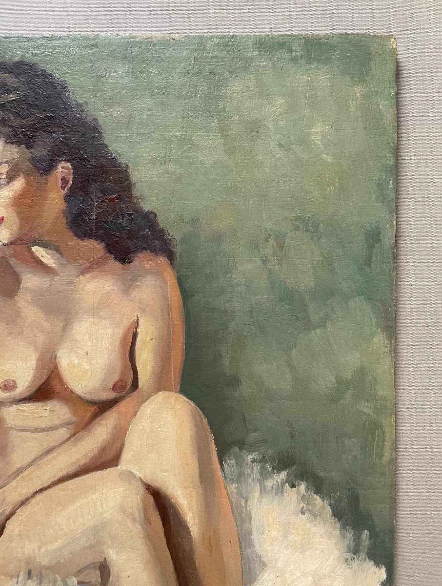 Female Nude, Oil On Panel Signed Magri-photo-1