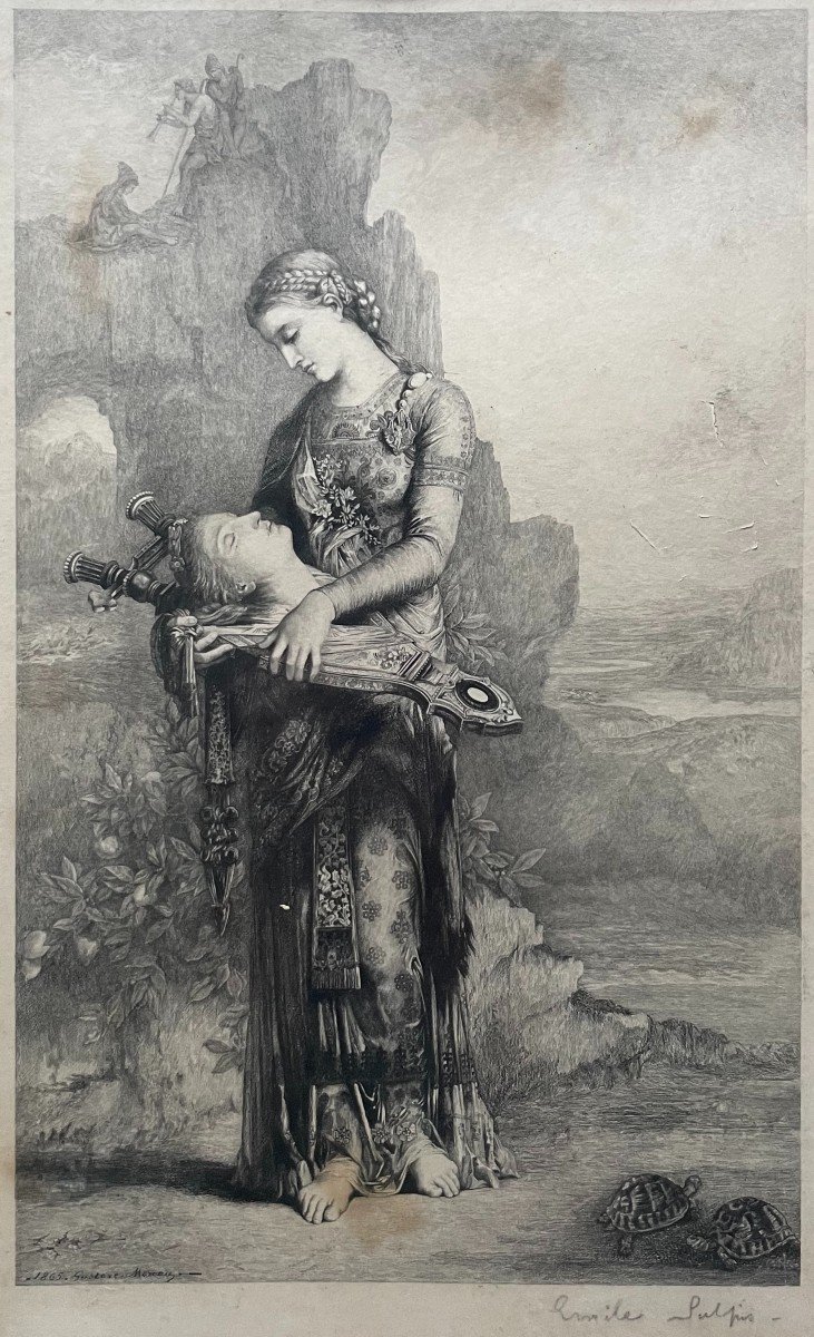 Orphée, Gravure Par Emile Sulpis d'Après Gustave Moreau