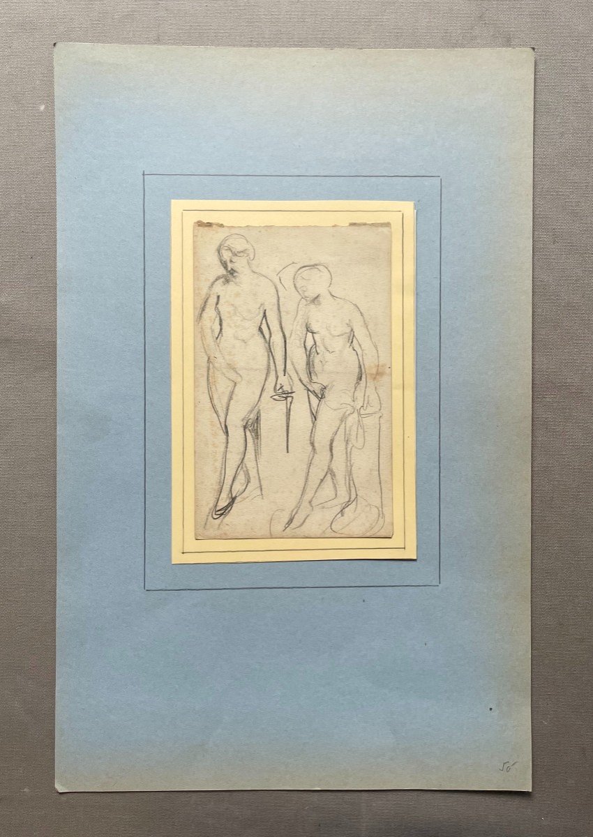 Female Nudes, Drawing, 19th Century-photo-2