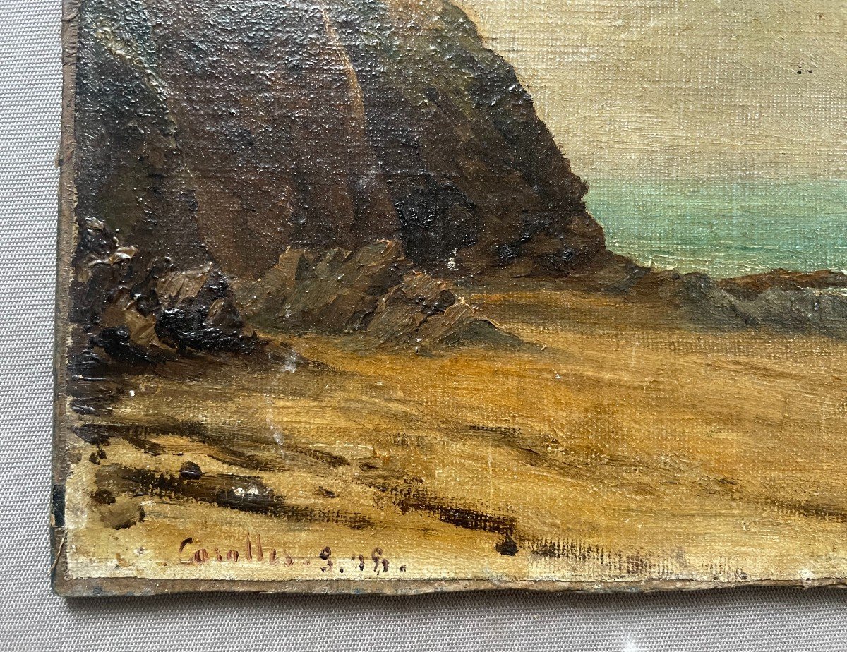 Carolles, Oil On Canvas Early 20th Century, Signature To Identify-photo-4