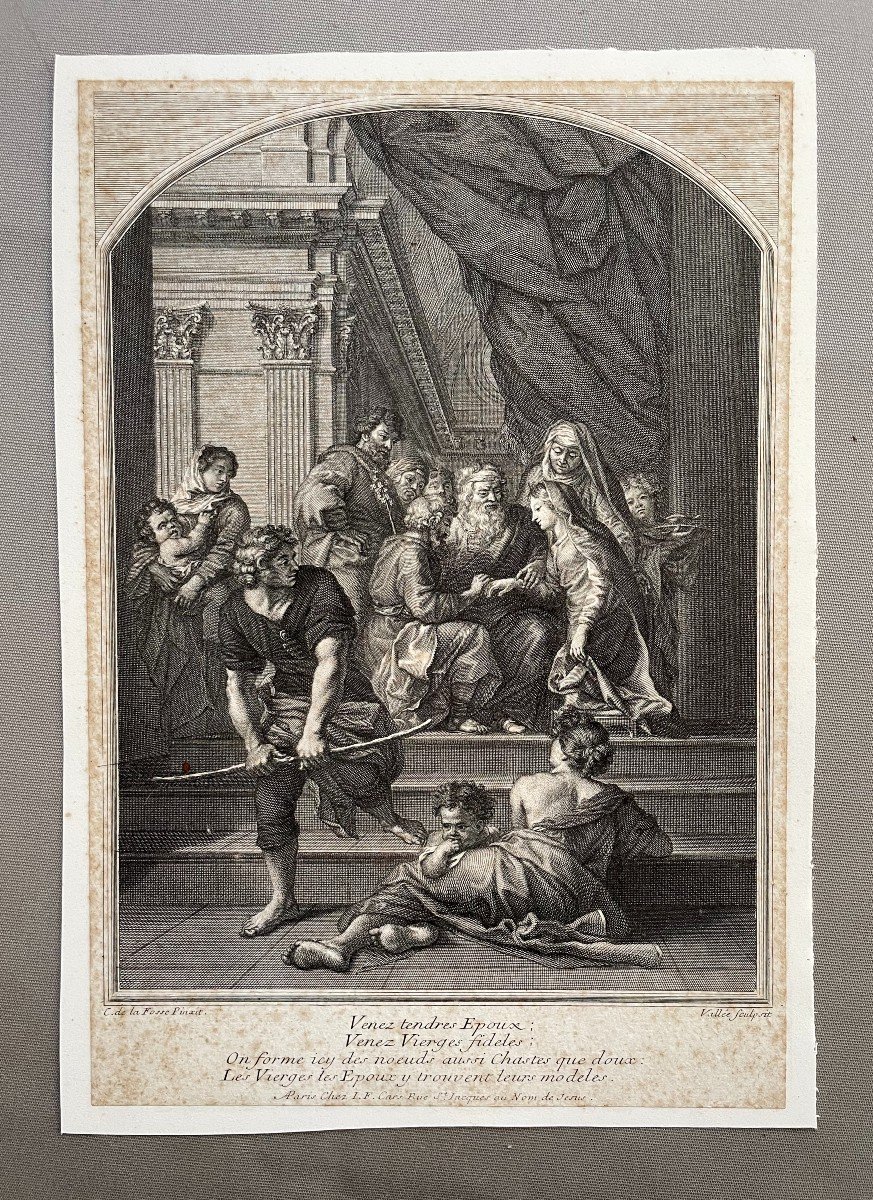 'Venez Tendres Epoux' Gravure XVIIe Par Simon De La Vallée-photo-2