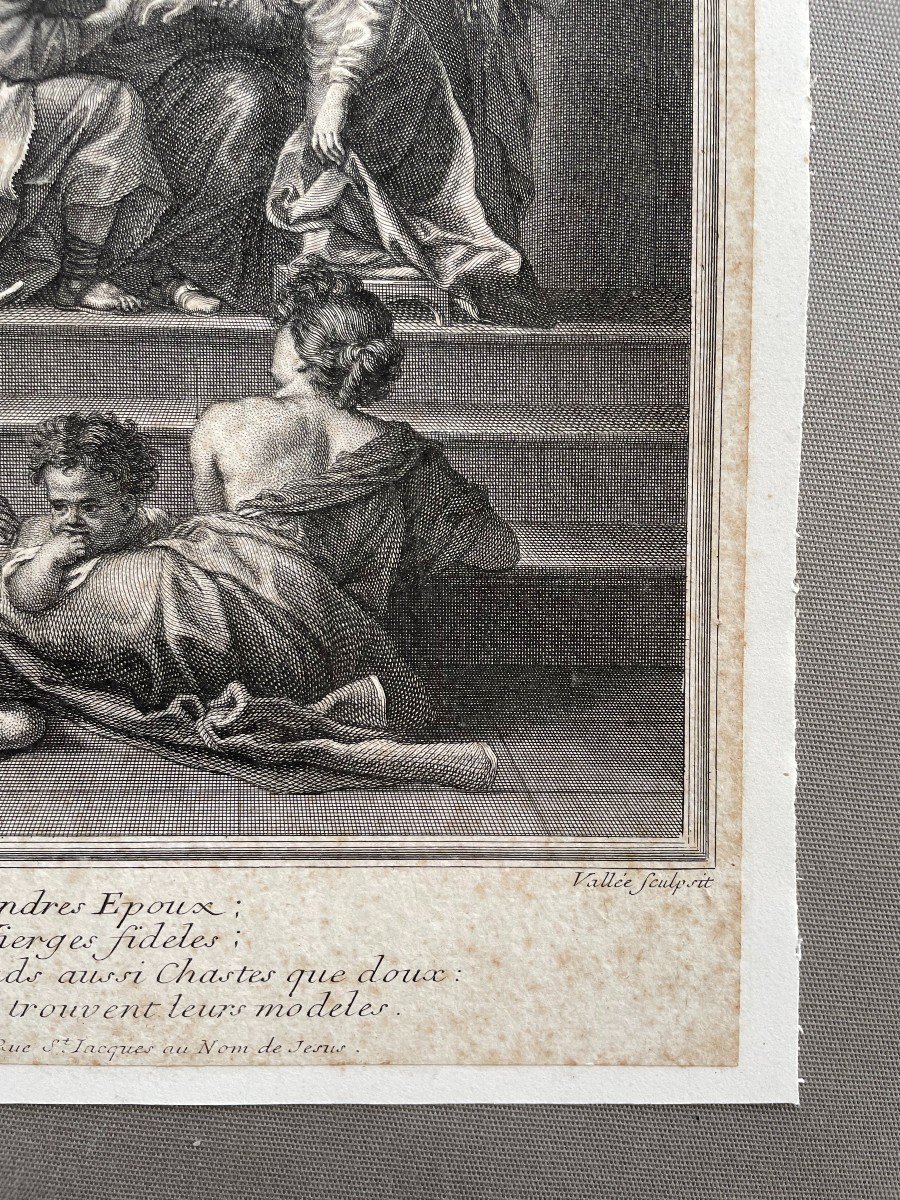 'Venez Tendres Epoux' Gravure XVIIe Par Simon De La Vallée-photo-4