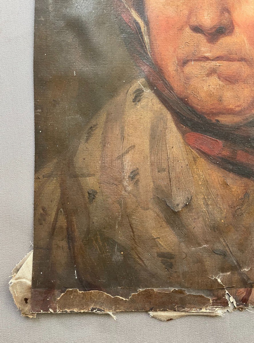 Portrait Of A Woman With A Scarf, Oil On Paper To Be Restored, Eastern School?-photo-2