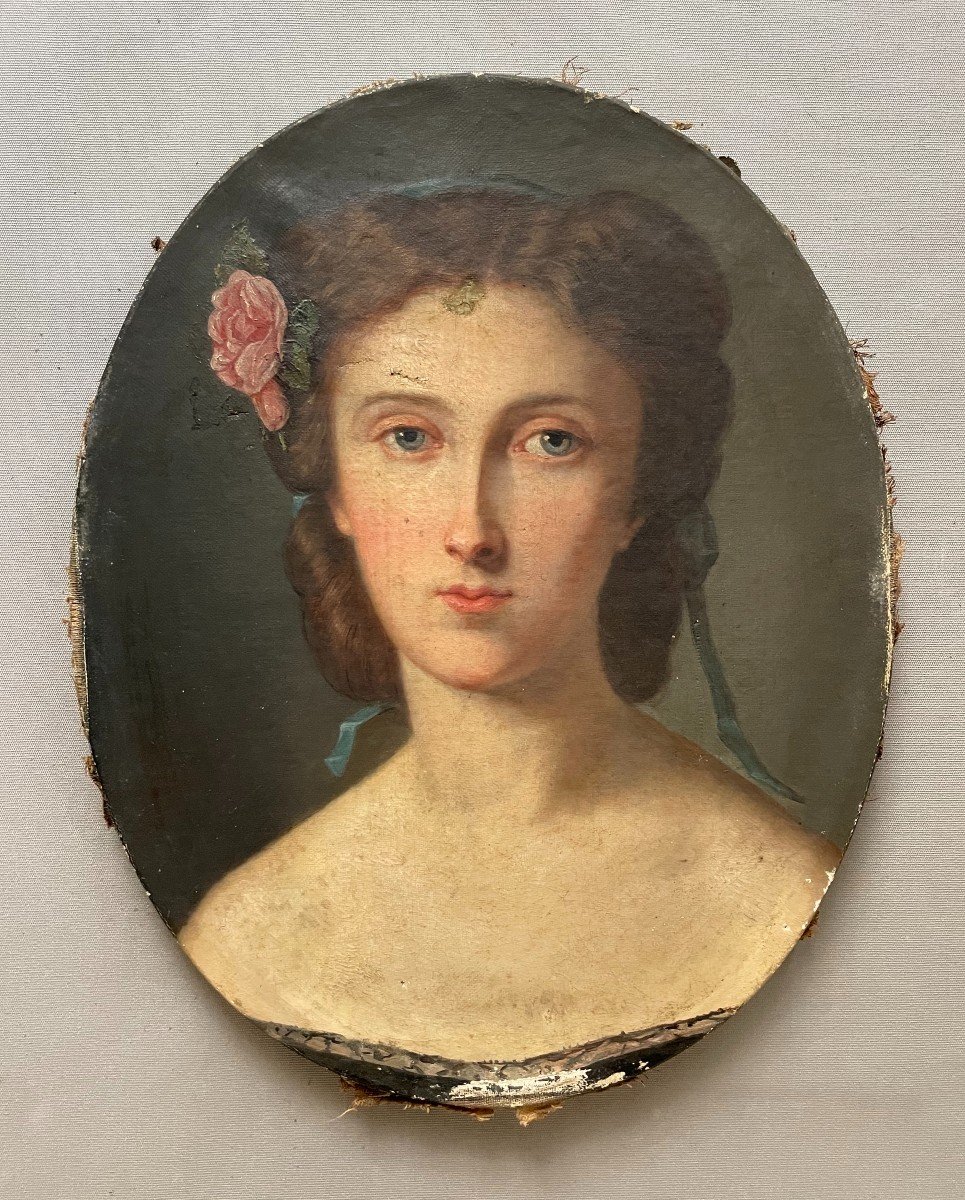 Portrait Of A Young Woman, Oil On Canvas, Early 19th Century-photo-3