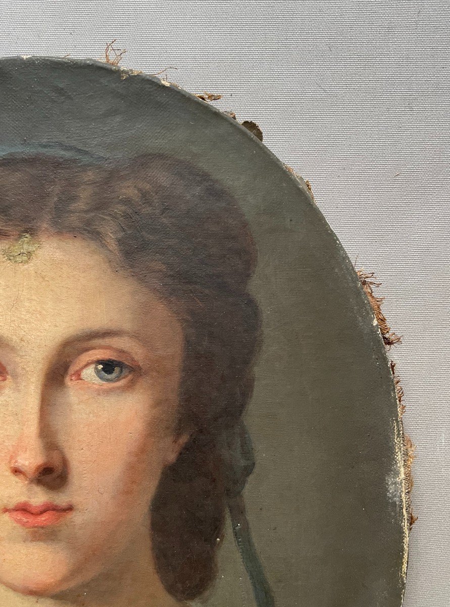 Portrait Of A Young Woman, Oil On Canvas, Early 19th Century-photo-1