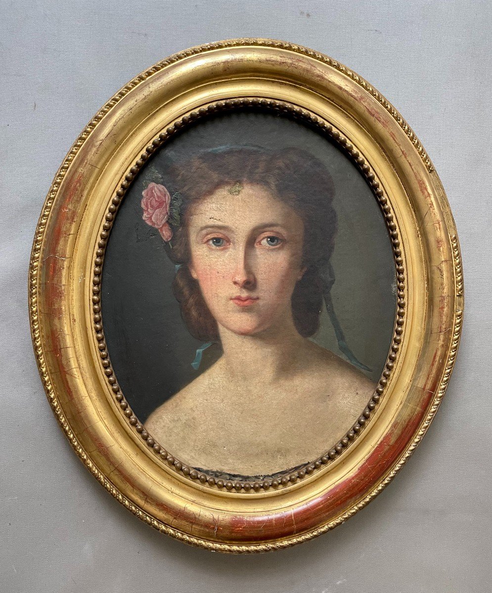 Portrait Of A Young Woman, Oil On Canvas, Early 19th Century