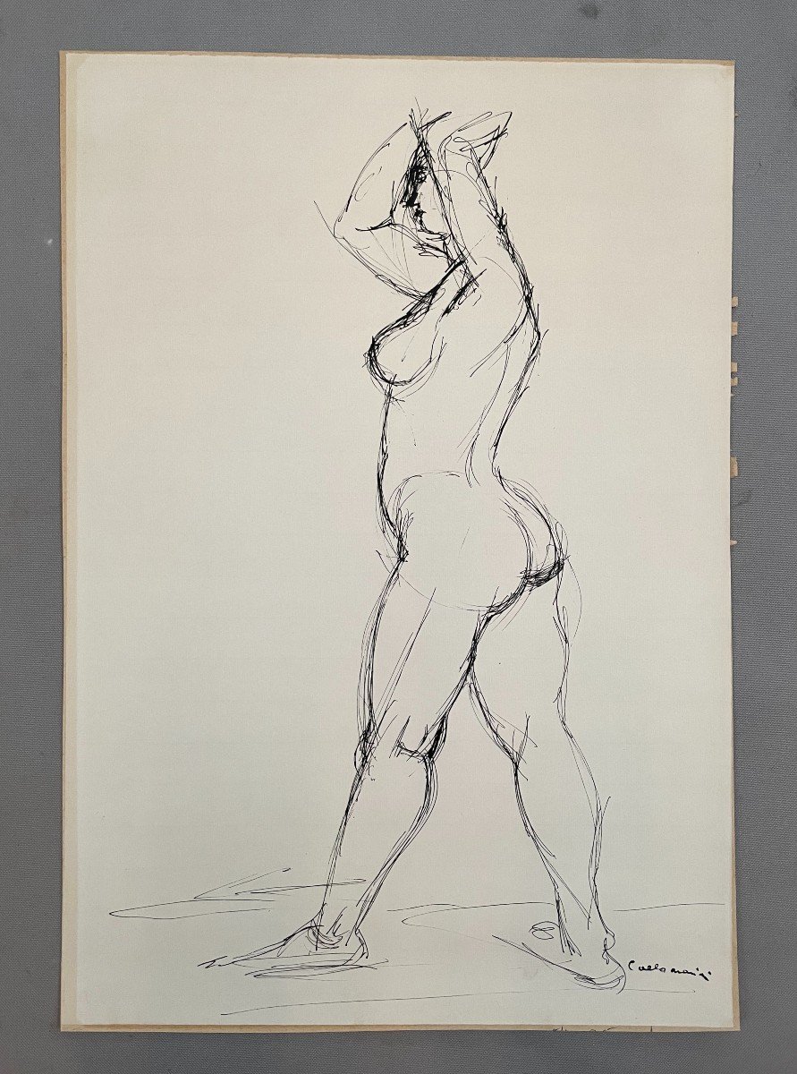 Female Nude, Ink Drawing, Signature To Identify-photo-2