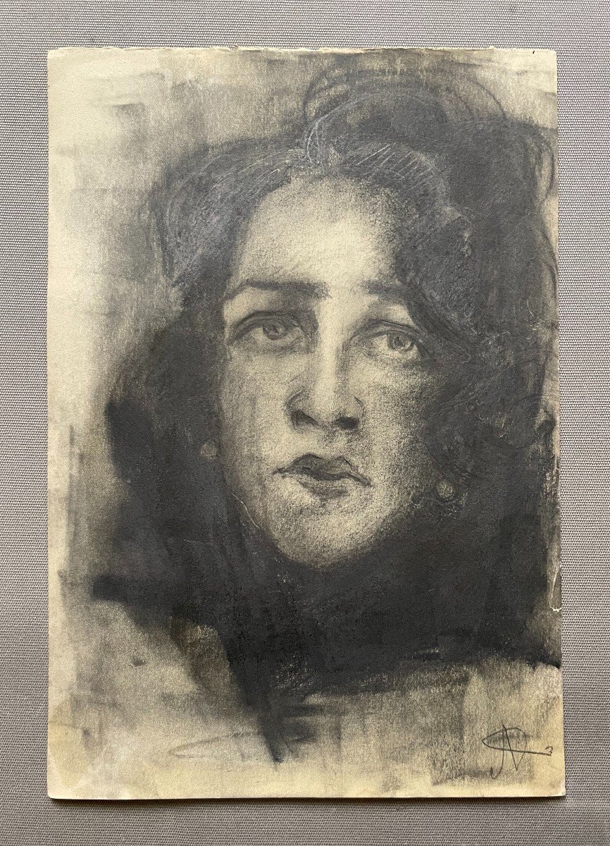 Portrait De Femme, Dessin à La Mine De Plomb-photo-2