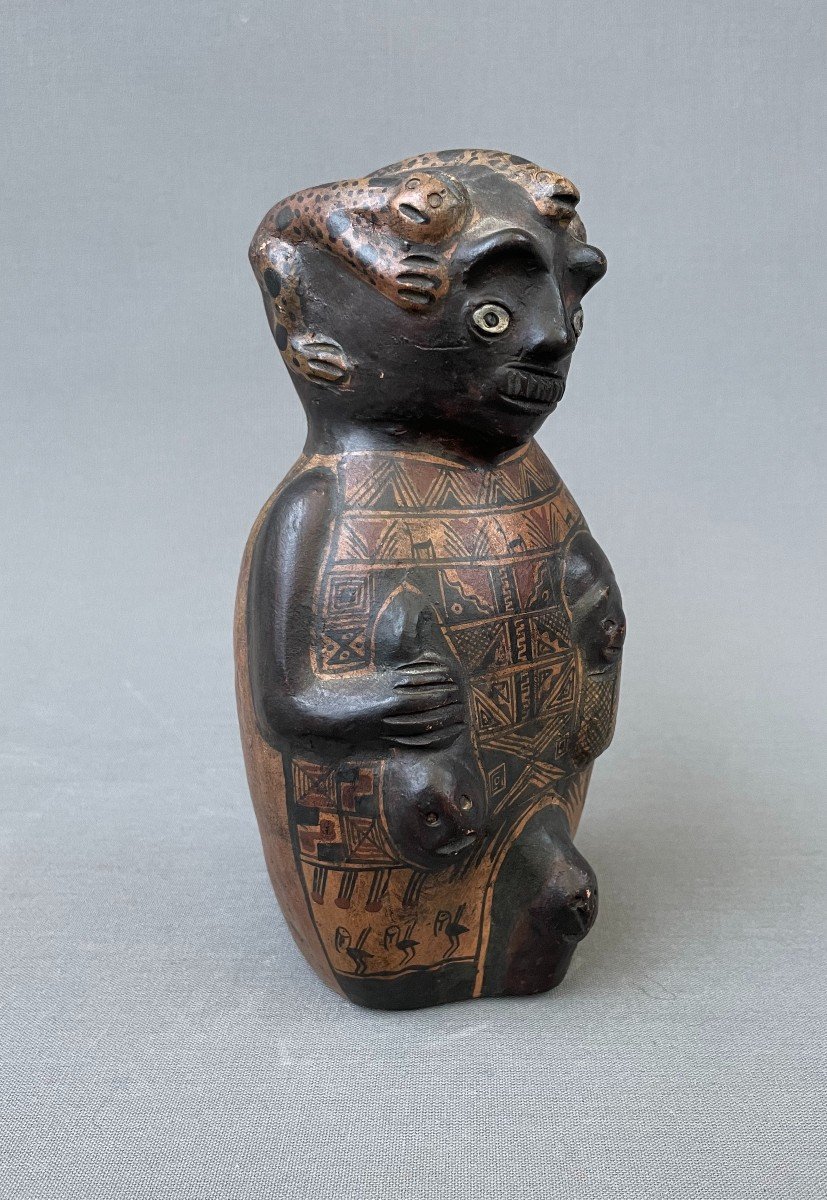 Patinated Terracotta Figure, South America-photo-2