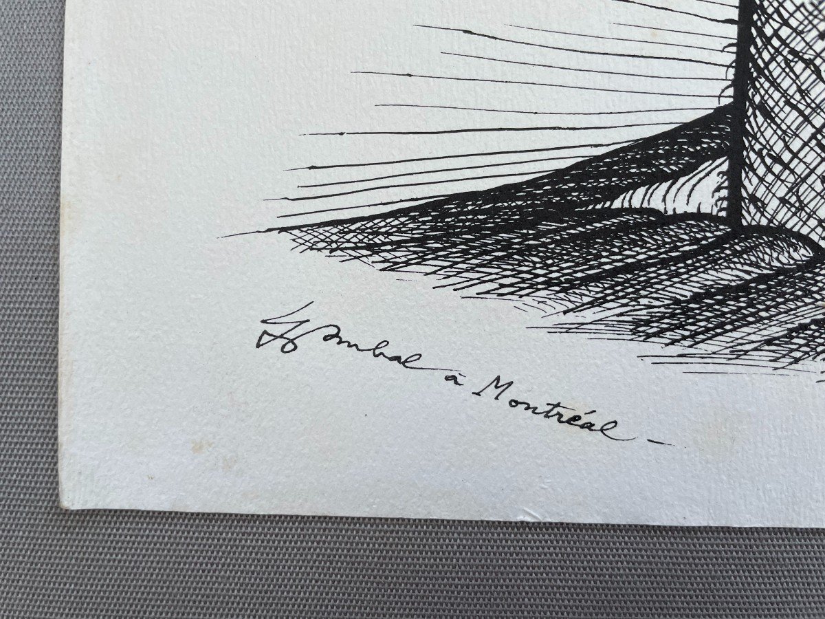 Mains Entrelacées, Dessin Situé à Montréal, Signature à Identifier-photo-3