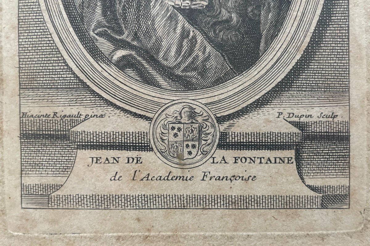 Portrait Of Jean De La Fontaine, 18th Century Engraving -photo-3