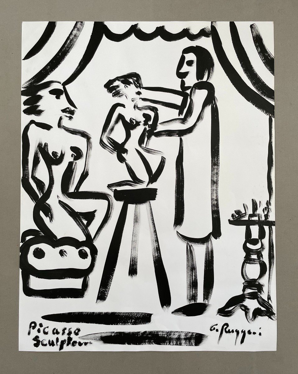 Picasso Sculptor, Gouache, Signature To Identify-photo-2