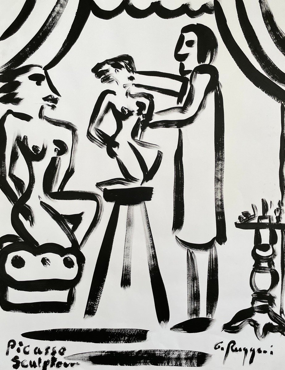 Picasso Sculpteur, Gouache, Signature à Identifier