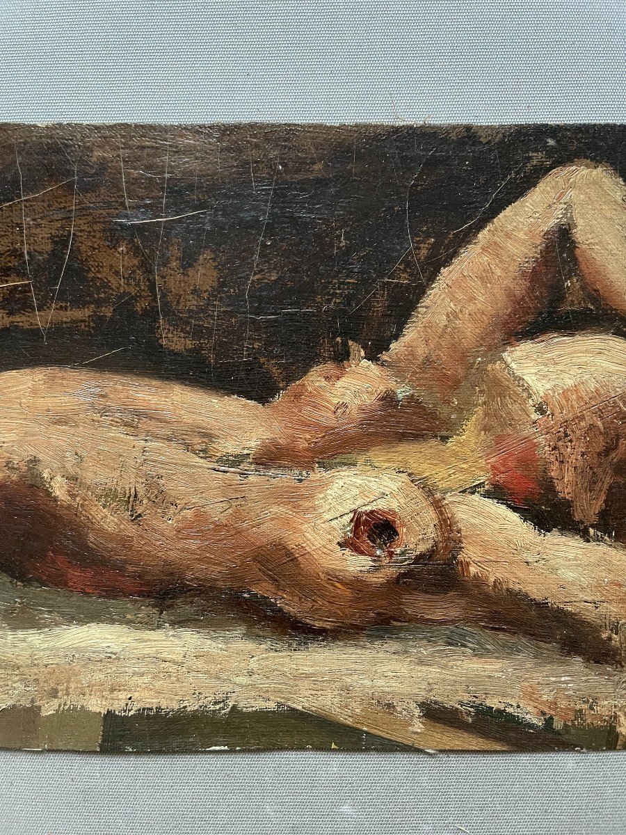 Female Nude, Oil On Canvas-photo-3